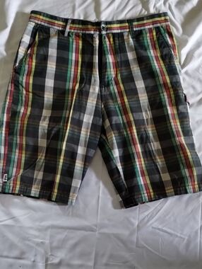Fox Men's Multicolor Plaid Cargo Shorts - Black, Green, Red, Yellow